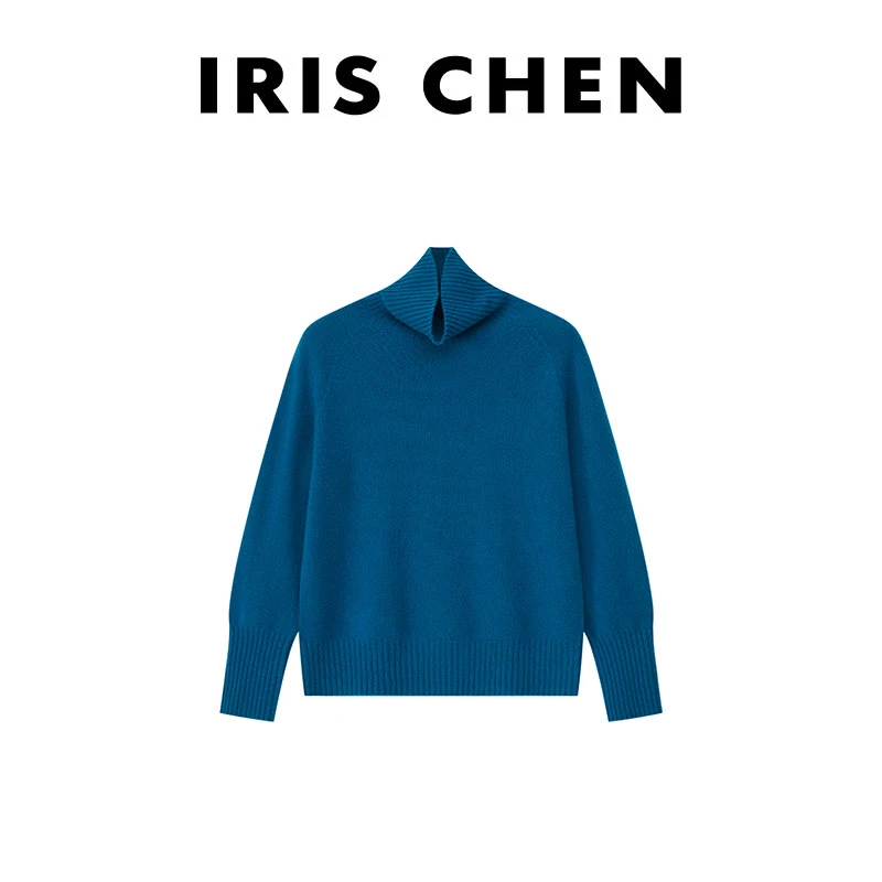 IRIS CHEN 摩卡 2024冬新款100绵羊毛百搭高领针织打底衫24SY586