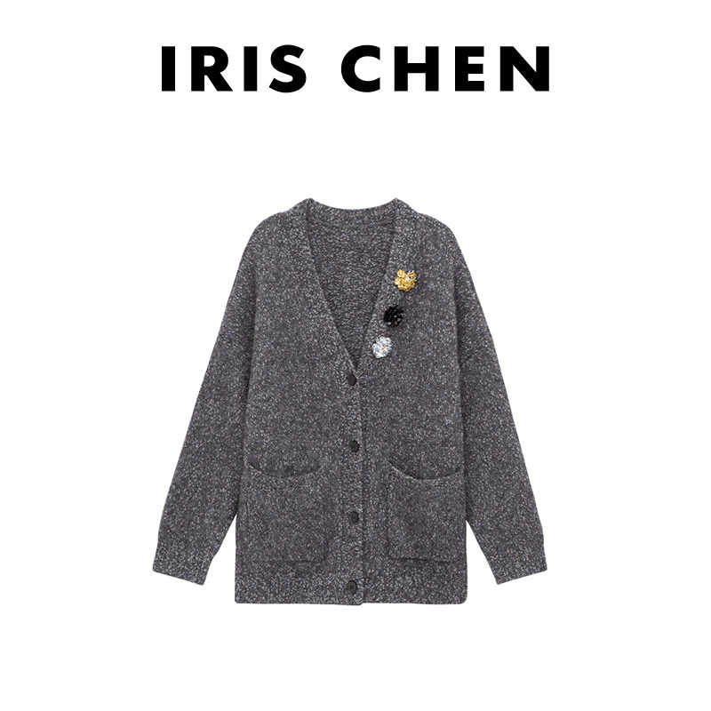 现货IRIS CHEN 万花筒 2024秋冬590g羊驼毛羊毛针织外套24WT501