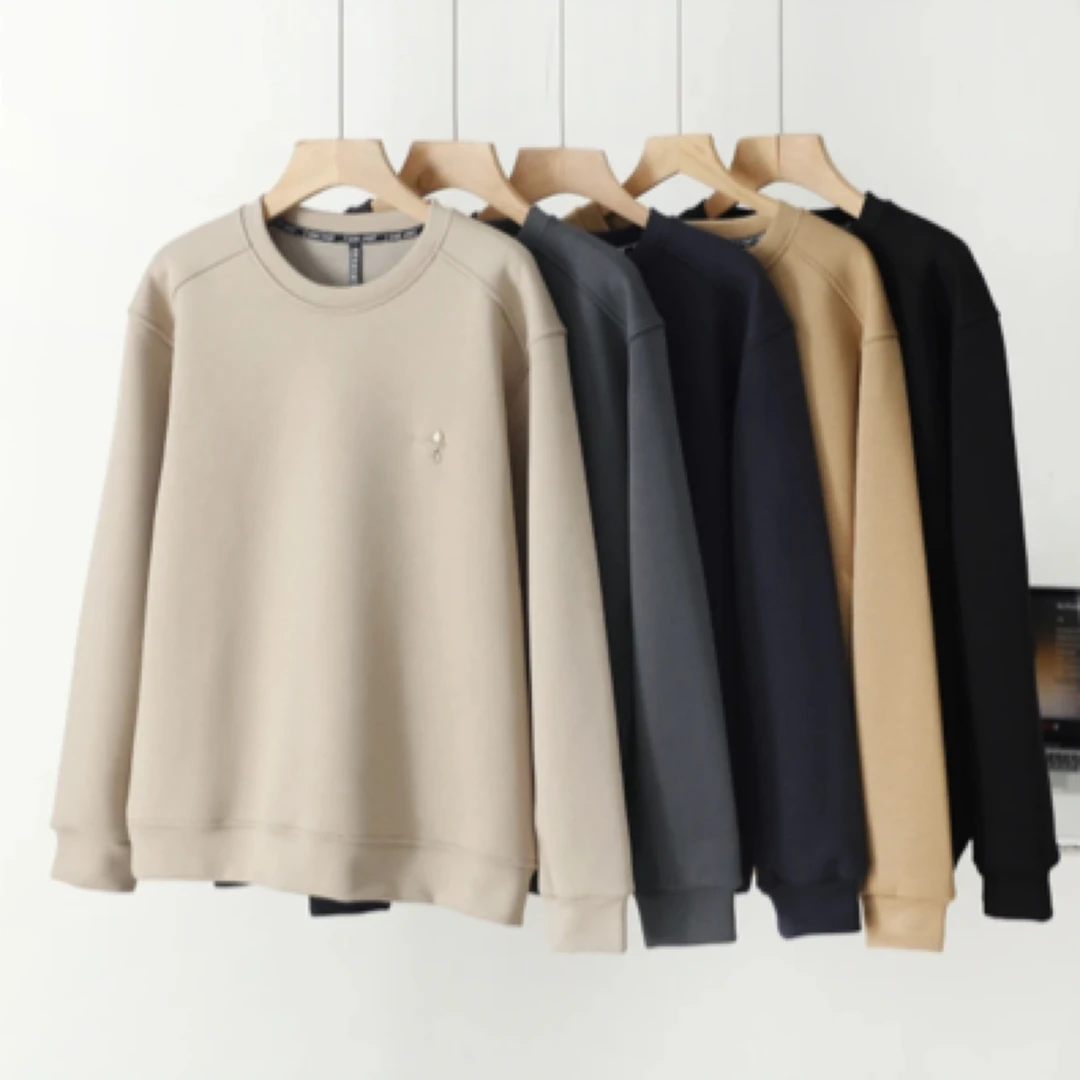 宝丽瑶2024新款动感棉加厚加绒卫衣男款圆领长袖休闲宽松男士百搭