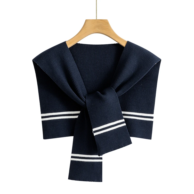 2025新款春秋时尚条纹交叉针织披肩女夏季百搭空调房护肩搭肩坎肩