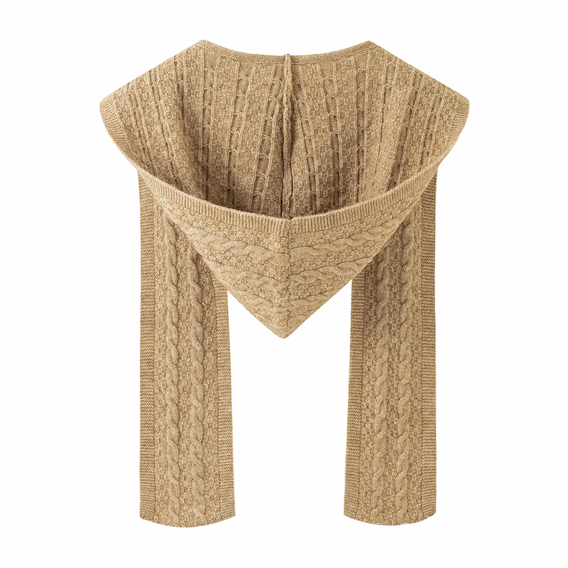 春秋季帽子围巾一体连帽针织披肩女外搭衬衫加厚秋冬洋气时尚围脖