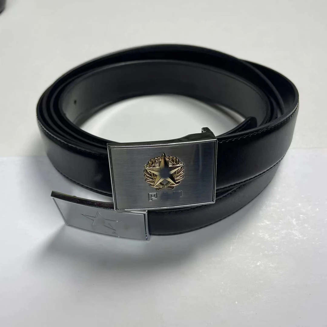 男士休闲时尚商务针扣皮带百搭黑色经典合金头内腰带