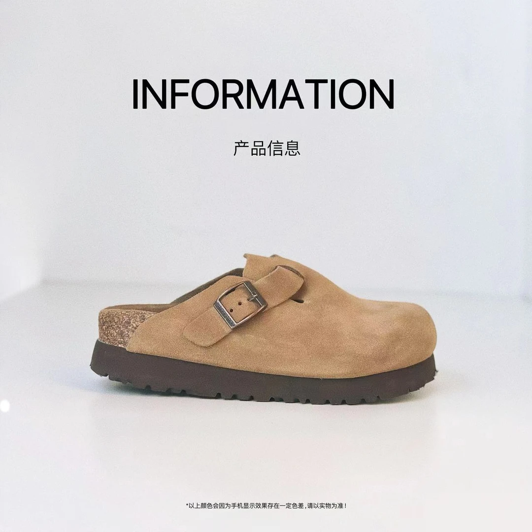 【YOYO悠悠女鞋】勃肯厚底4cm软木鞋牛皮百搭舒适软底潮流复古鞋