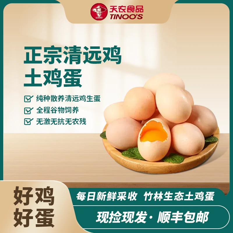 TINOO'S/天农正宗广东清远鸡土鸡蛋无抗谷物鸡蛋新鲜农场直采整箱