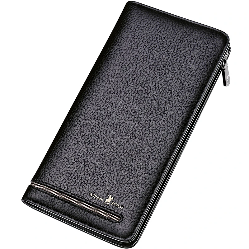 英皇保罗简约轻薄三折大容量卡包多功能男士长款商务休闲高档钱包