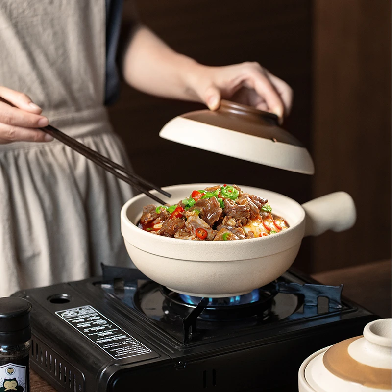 复古砂锅家用燃气灶专用小号陶土双耳沙锅煲仔饭煲汤炖锅瓦煲商用