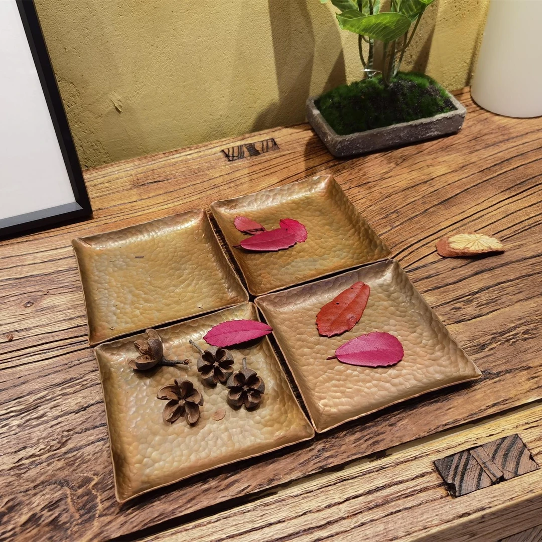 JIANGXIAOYU/匠小鱼匠小鱼出品紫铜锤纹杯垫  杯托托盘手工点心盘