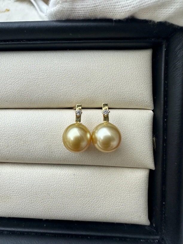 金珠耳饰18k金9.5mm