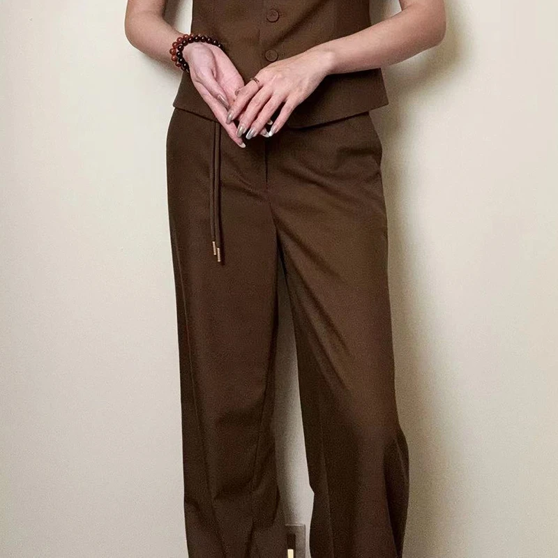 高货 绵羊毛醋酸混纺通勤气质长裤 直筒裤