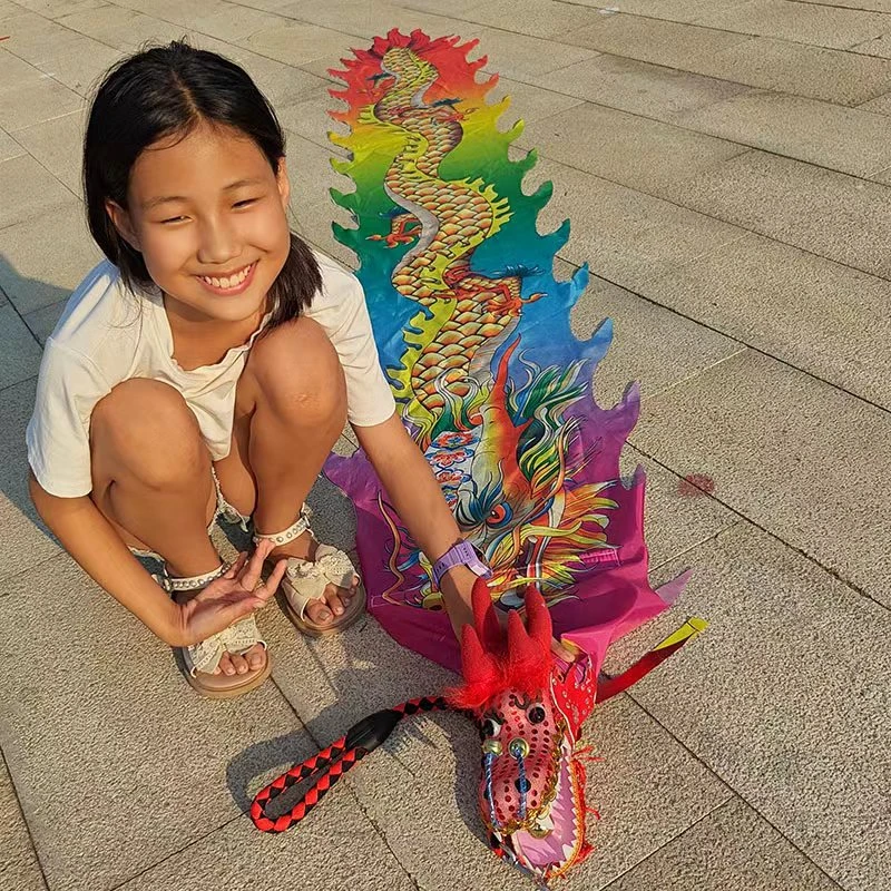 儿童舞龙学校师生表演龙头款舞彩绸全民健身龙带甩彩带