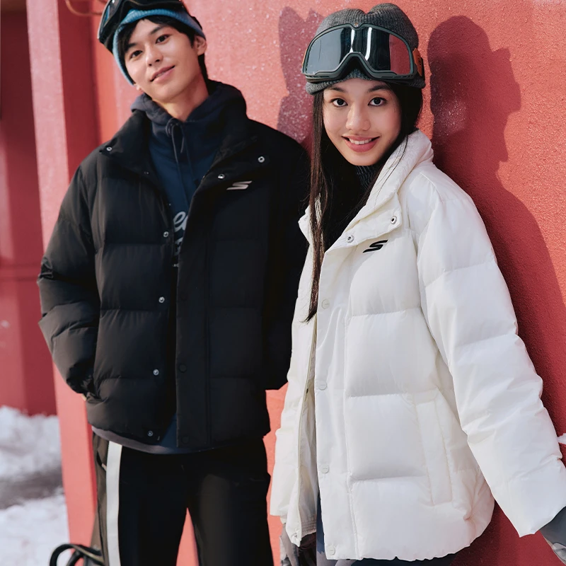 【三防羽绒服】斯凯奇冬季男女款立领梭织保暖运动外套P423U038  DB