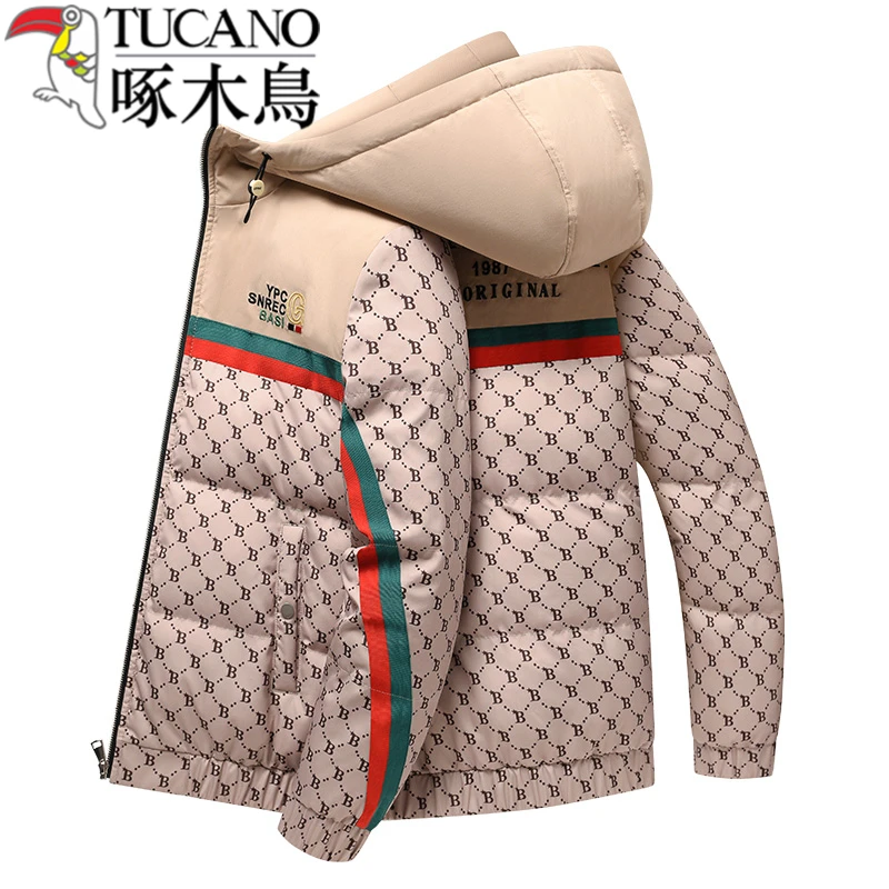 啄木鸟冬季男士棉衣外套2024新款欧货棉服修身连帽加厚青年冬装潮
