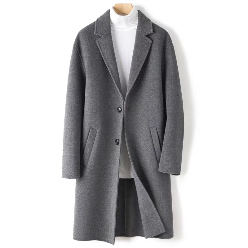 1男士精品羊毛双面大衣时尚外套双面呢冬季休闲夹克商务西装