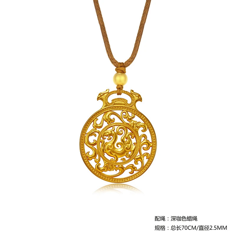 【传承】六桂福如愿凤纹花丝佩吊传承手工古黄金法坠BD0889