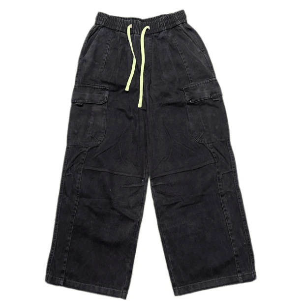 直筒宽松伞兵做旧牛仔工装裤16816