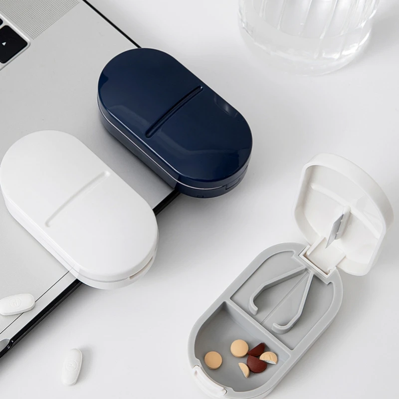 切药器小药盒分装器分药器旅行随身精致迷你药盒一分二切药神器