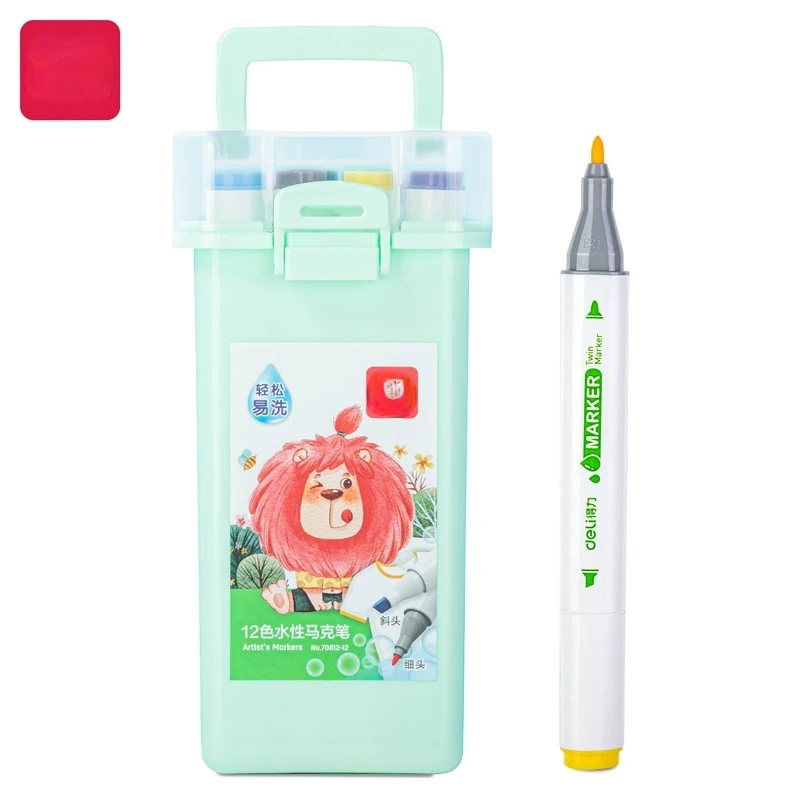 70812易洗水性双头马克笔12色可水洗三角杆涂鸦彩色笔