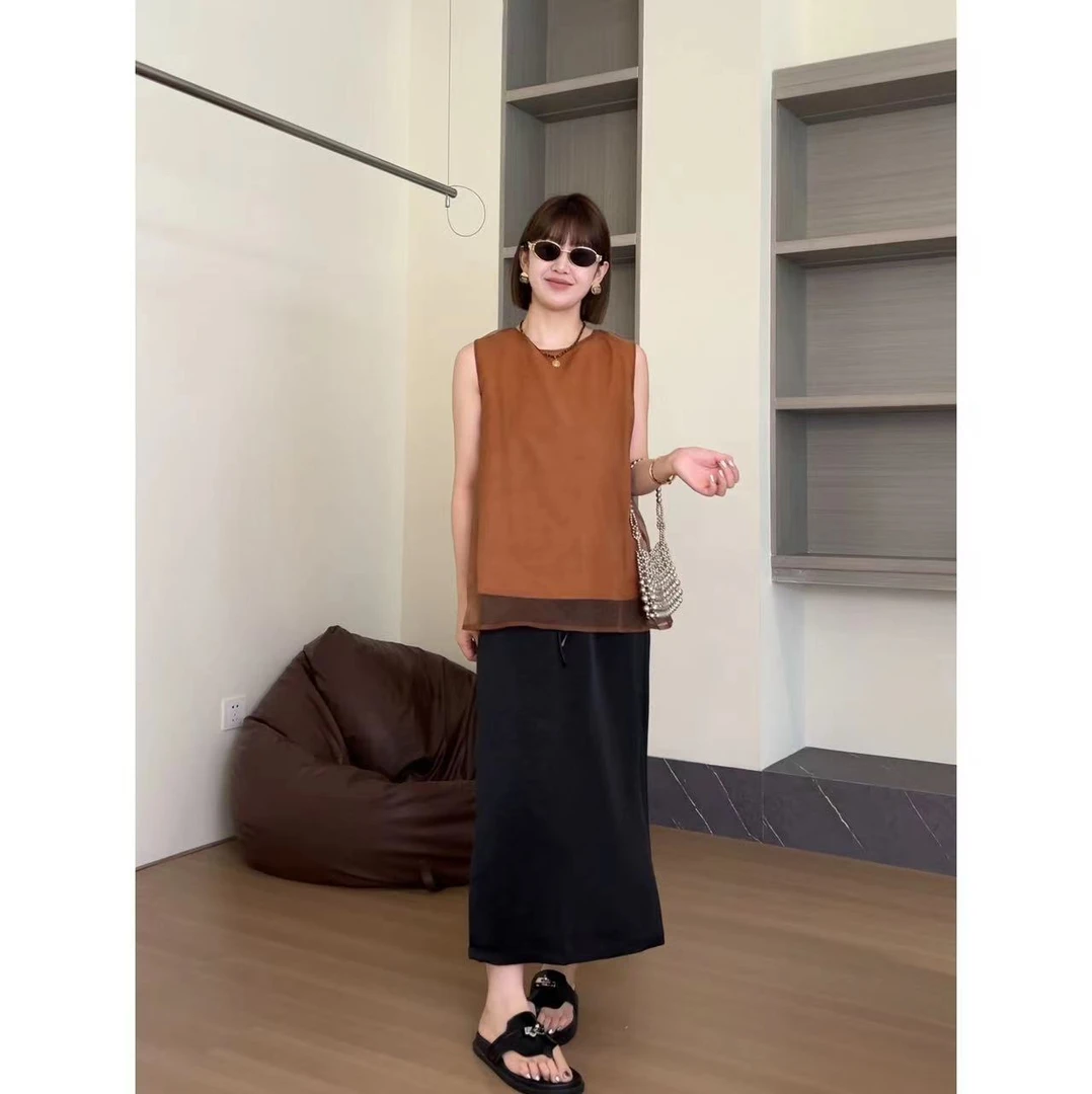 方和屿.夏季新款休闲百搭时尚显瘦网纱气质上衣休闲女装A54-56123