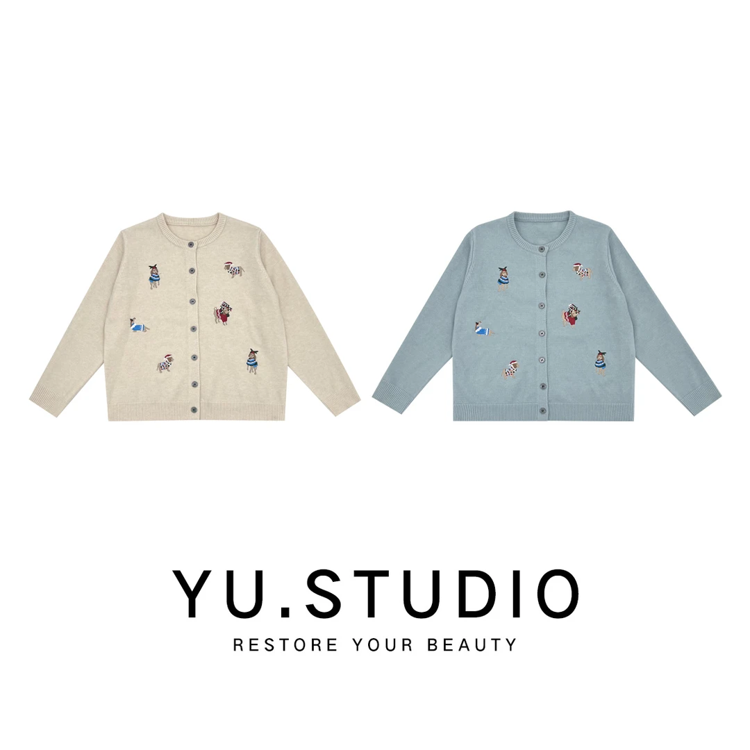 方和屿.复古宽松小香风时尚刺绣休闲风开衫毛针织衫女上衣88962