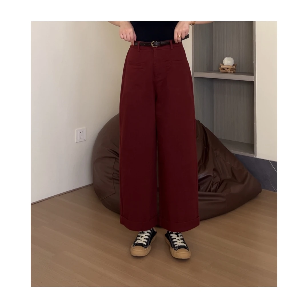 方和屿.2024秋季新款小众百搭高腰垂感九分显瘦休闲裤07024