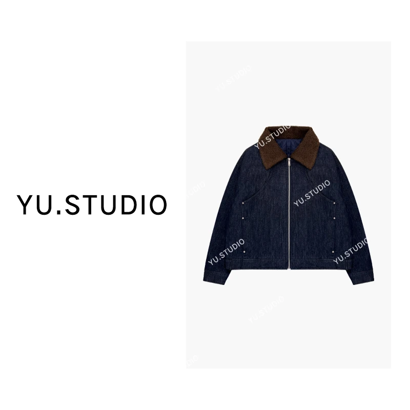 方和屿.复古翻领撞色拼接牛仔短外套女秋季新款时尚夹克283230