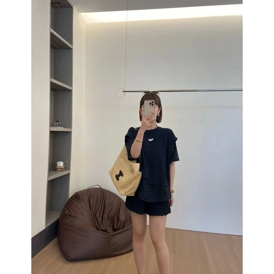 方和屿.镂空蕾丝套装2024新款高级感小众气质短裤两件套A48-2356