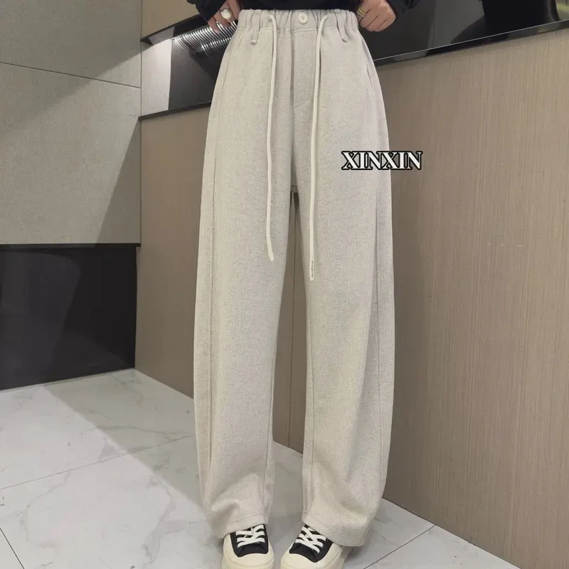 Xx.秋冬新款抽绳肌理感阔腿裤遮肉显瘦长裤女C07-10025