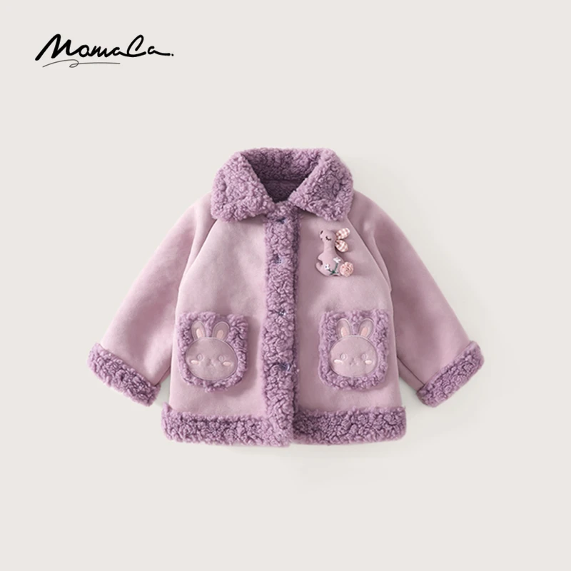 MOMOCO冬季女童小鹿甜美毛边保暖毛领外套新款75830107124