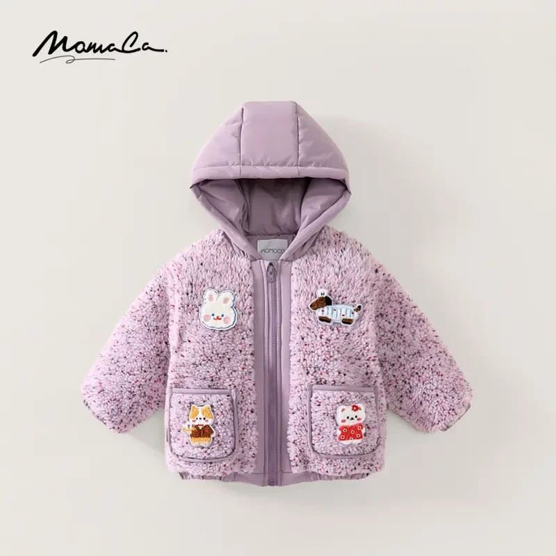 MOMOCO冬季女童彩色上衣时尚紫色洋气韩版棉服外套75830101068