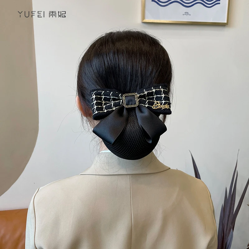 头花女职业2025网红新款护士发网空乘银行前台工作盘头发头饰发饰