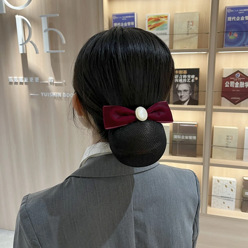 头花2024年新款女高级感护士发网女盘头发网兜职业银行服务员头饰