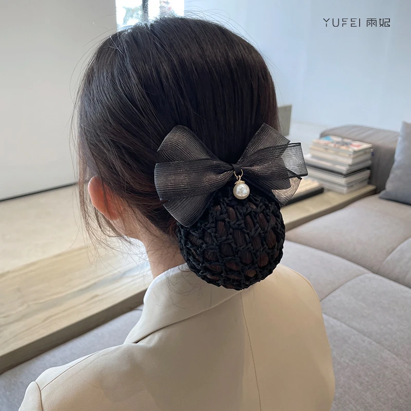 布艺发饰 空姐头花女职业医院护士上班银行酒店服务员盘发蝴蝶结