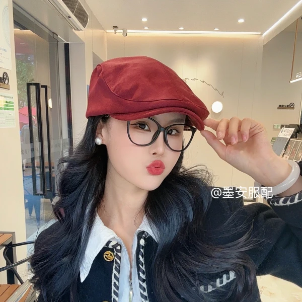 【麂皮前进帽】24秋冬文艺复古男女款显脸小棕色鸭舌帽中性风ins帽