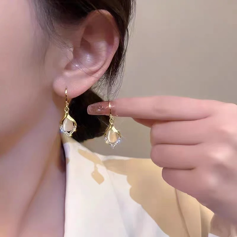 钛钢耳饰 E0506五金女孩百搭气质耳饰【精致香槟】法式轻奢时尚耳环