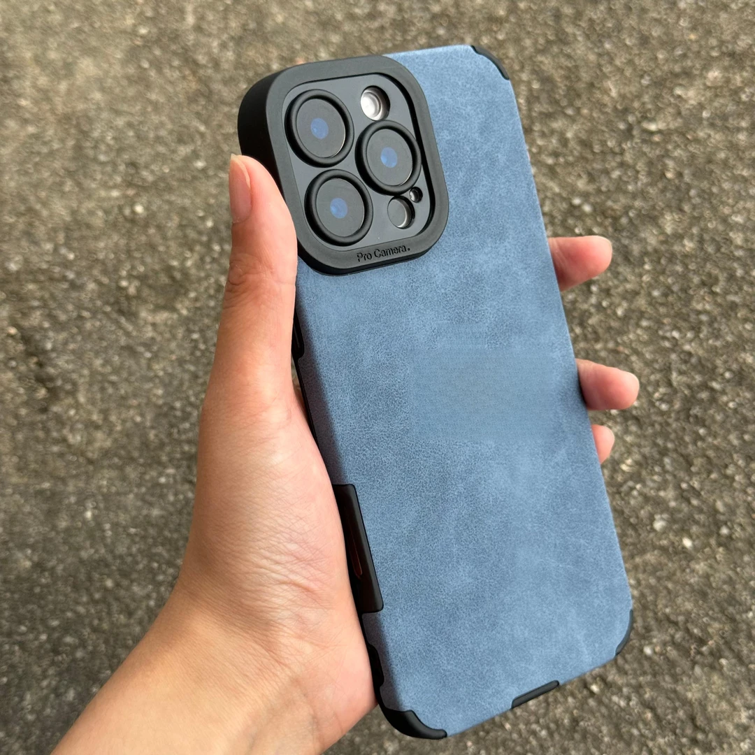 简约翻毛皮适用苹果15promax手机壳新款iphone14男12情侣13防摔11