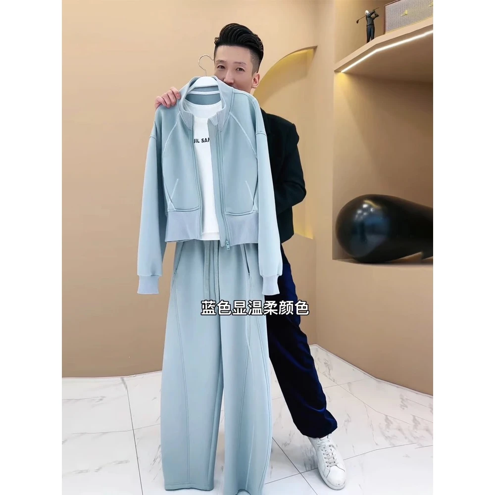 网红甜酷流行休闲运动套装春季拉链开衫奶fufu宽松卫衣两件套女装