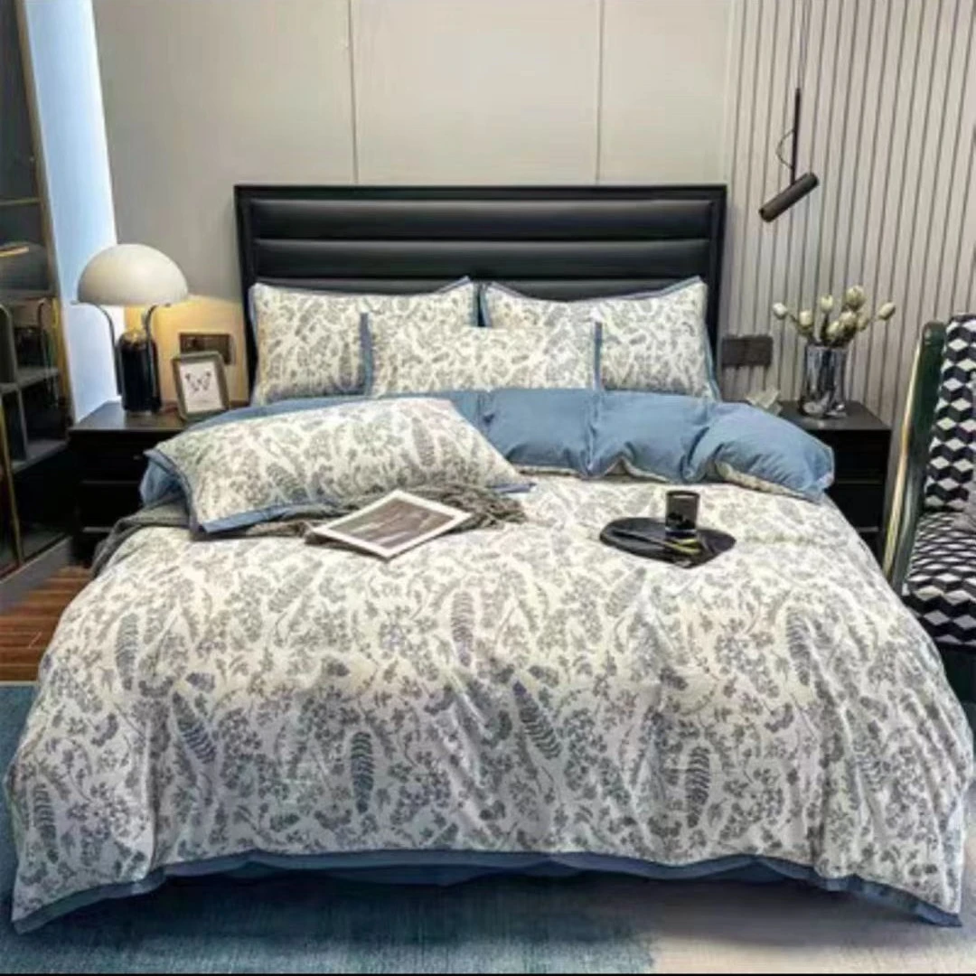 四季款皱皱棉四件套（枕套48*74床单2.5*2.5被套2.0*2.3)