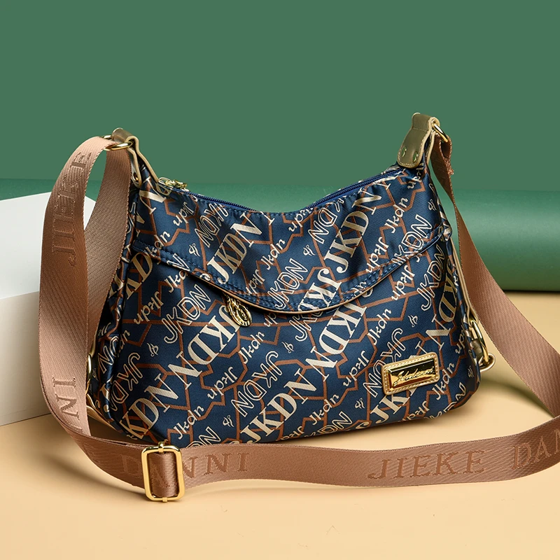 女包时尚大气百搭斜挎包女中年妈妈包女士单肩包印花牛津布包826