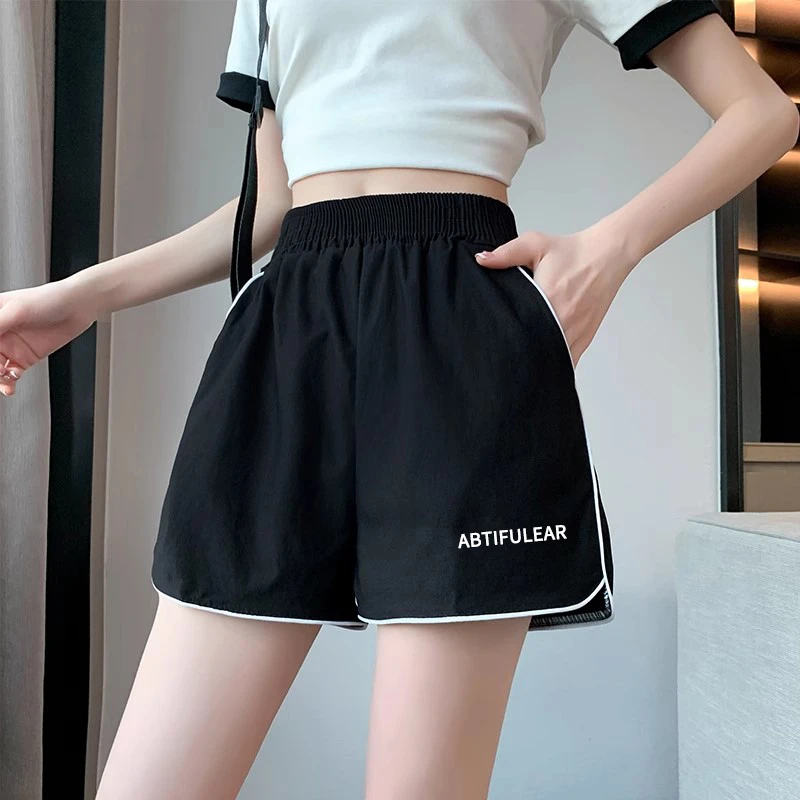 冰丝运动短裤女夏季宽松跑步健身外穿高腰阔腿速干休闲居家睡裤子