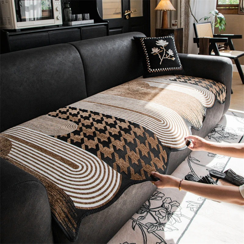 异形防猫抓不规则沙发垫子四季通用异形高级感防滑沙发坐垫盖布