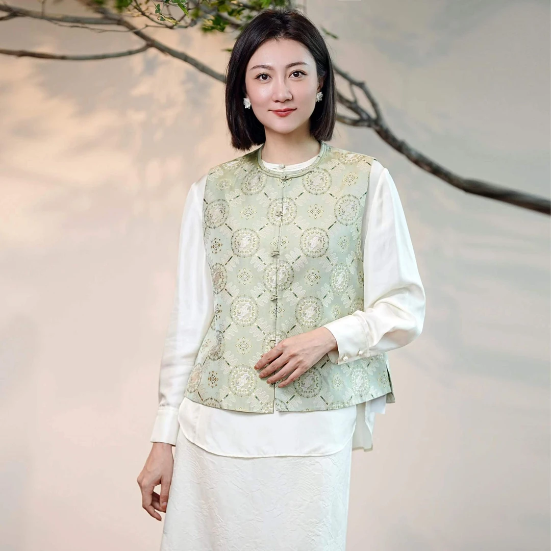 【栖香锦】钱小萍宝相莲花飞天纹锦新中式国风马甲2店