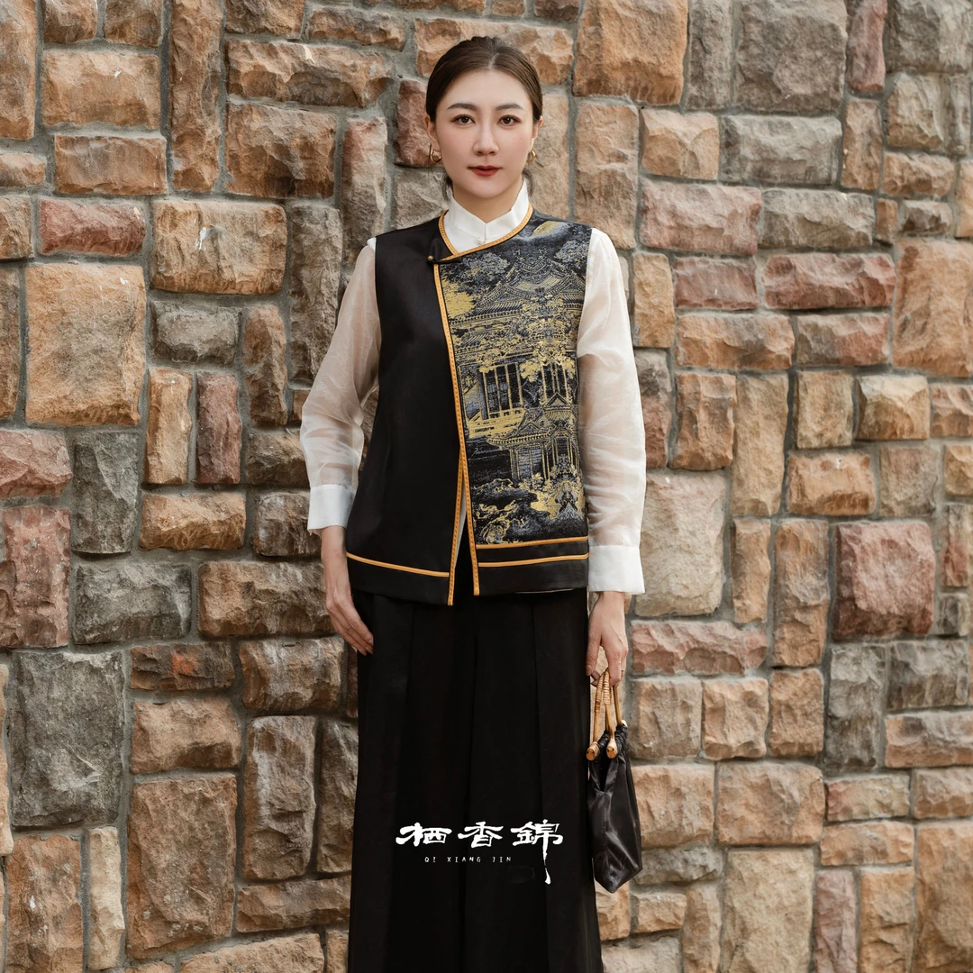 【栖香锦】上久楷 汉宫秋月  设计师款 国风 汉服式 马甲