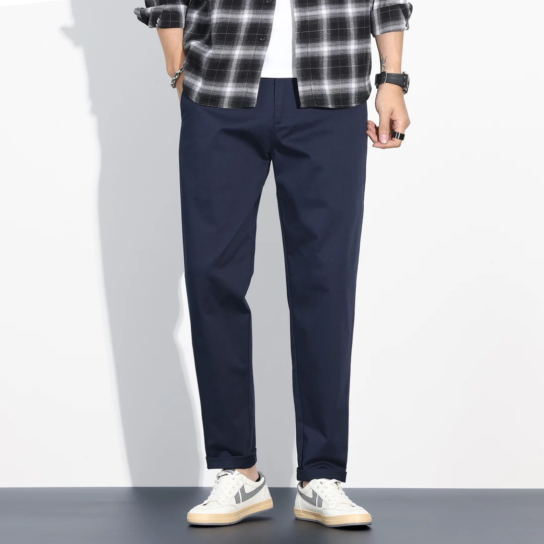 腾派秋季新款棉弹力休闲裤男士宽松锥型裤春秋款潮流百搭九分裤子