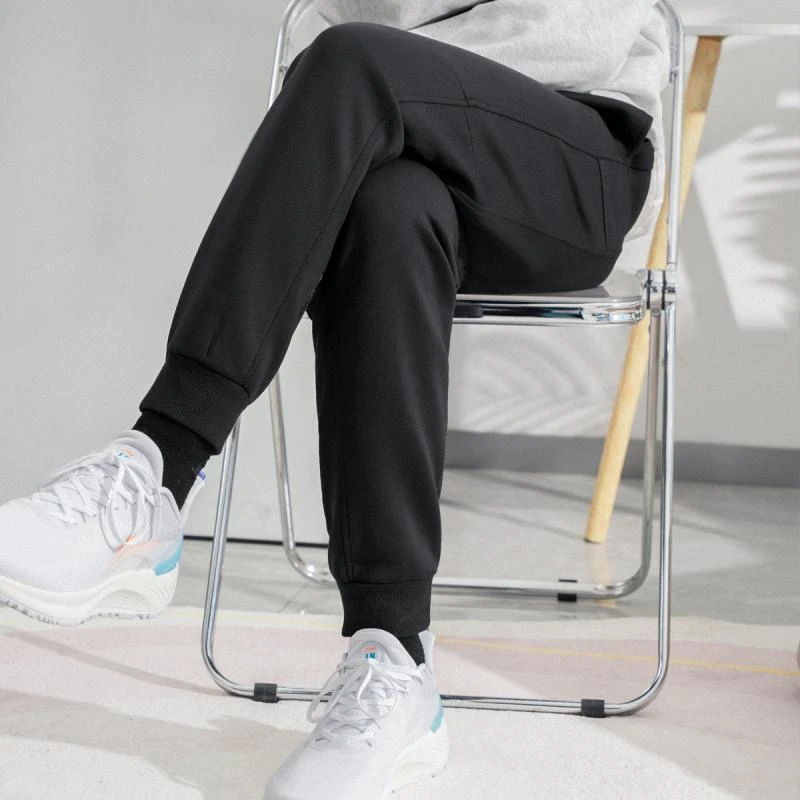 李宁日进斗金运动裤男裤2024龙年新款裤子百搭简约时尚黑色休闲裤