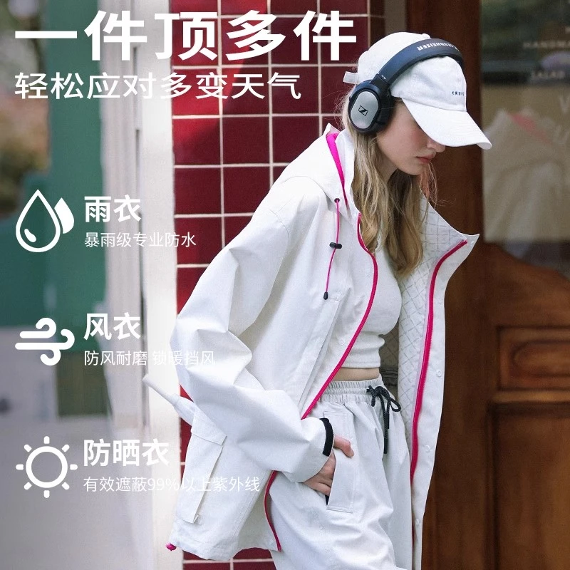 冲锋衣女款大码宽松时尚骑行雨衣雨裤套装分体自行车户外防水雨衣