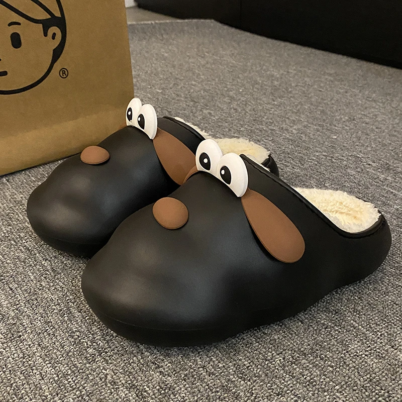 棉拖鞋男款卡通可爱狗狗防滑防水2025新款加绒棉鞋冬款外穿拖鞋男