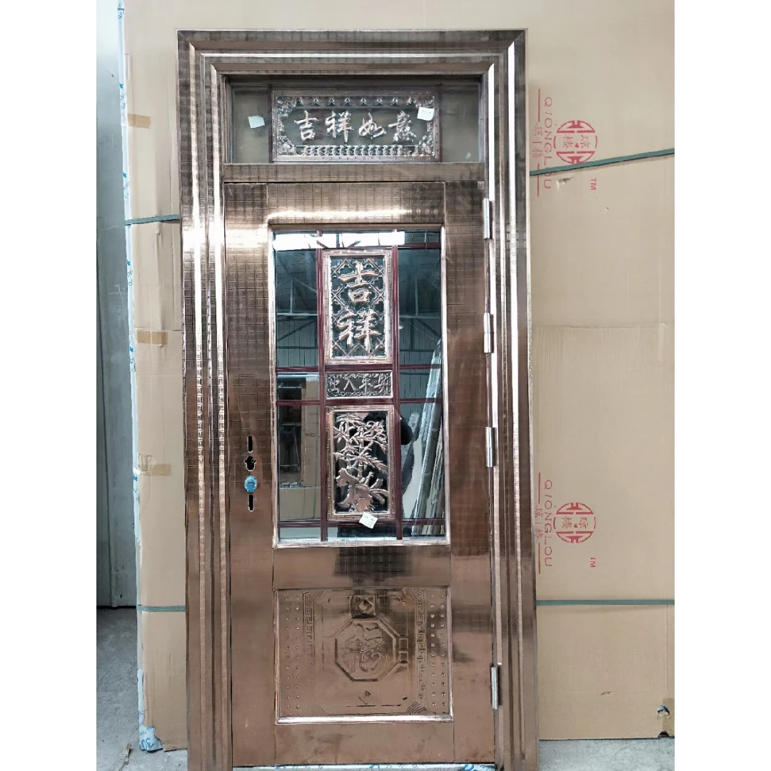 奢华玫瑰金不锈钢门西安单门大门家用乡村双开门防盗门进入户门