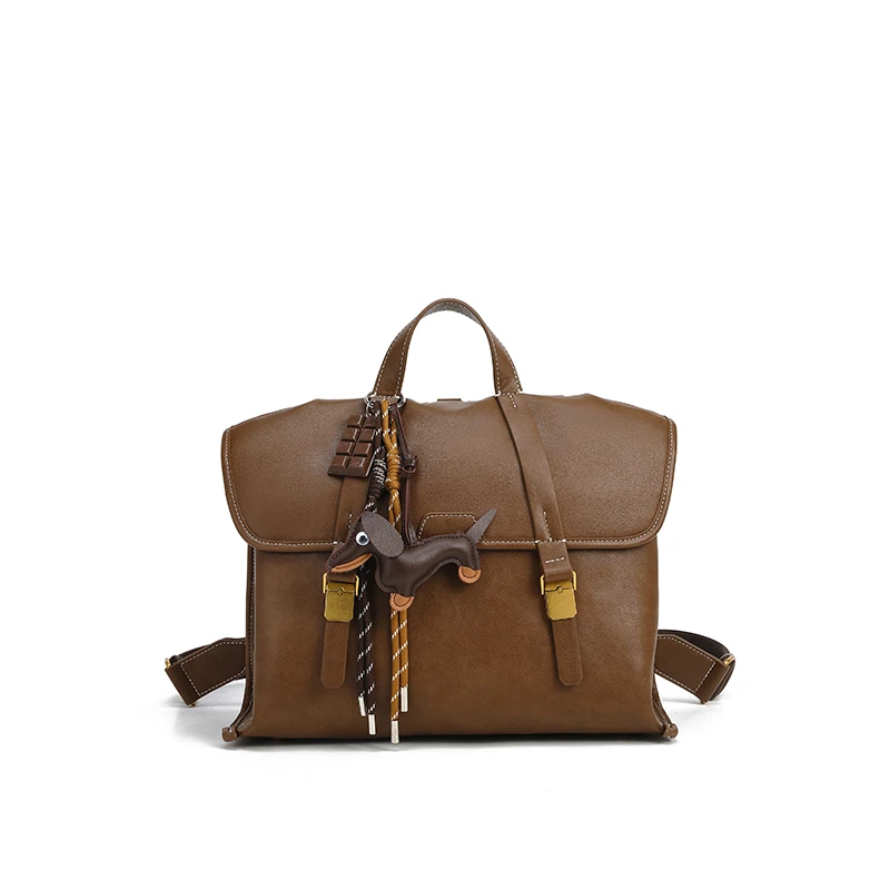 【高端定制】复古便携休闲公文包新款学生上课双肩包高级感百搭女包