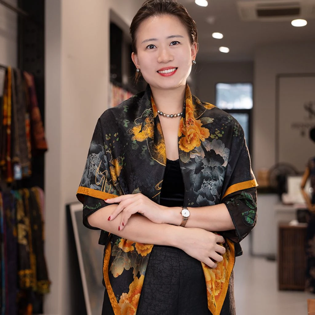 【雅兰】宫丽108x108cm纯100桑蚕丝香云纱中式国风双面