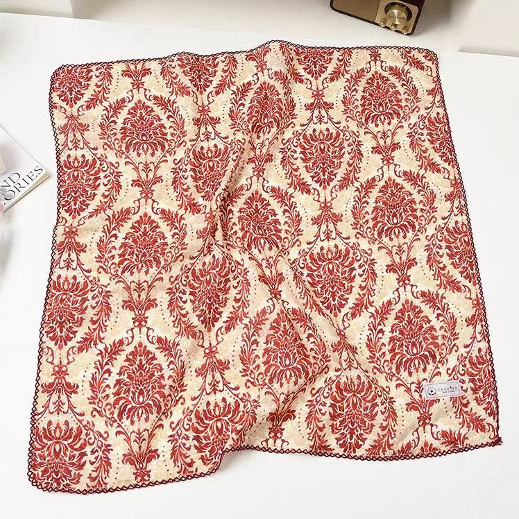 【EX030】宫丽65x65cm丝毛印花传统丝巾春夏季高端时尚百搭